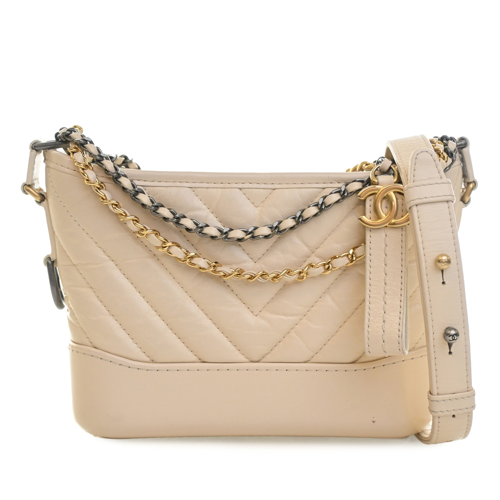 Pre-Loved Chanel Small Chevron Aged Calfskin Gabrielle Hobo